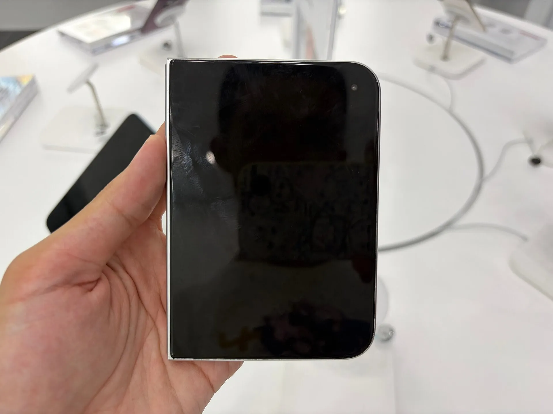 Front view of the iPhone Duo foldable phone