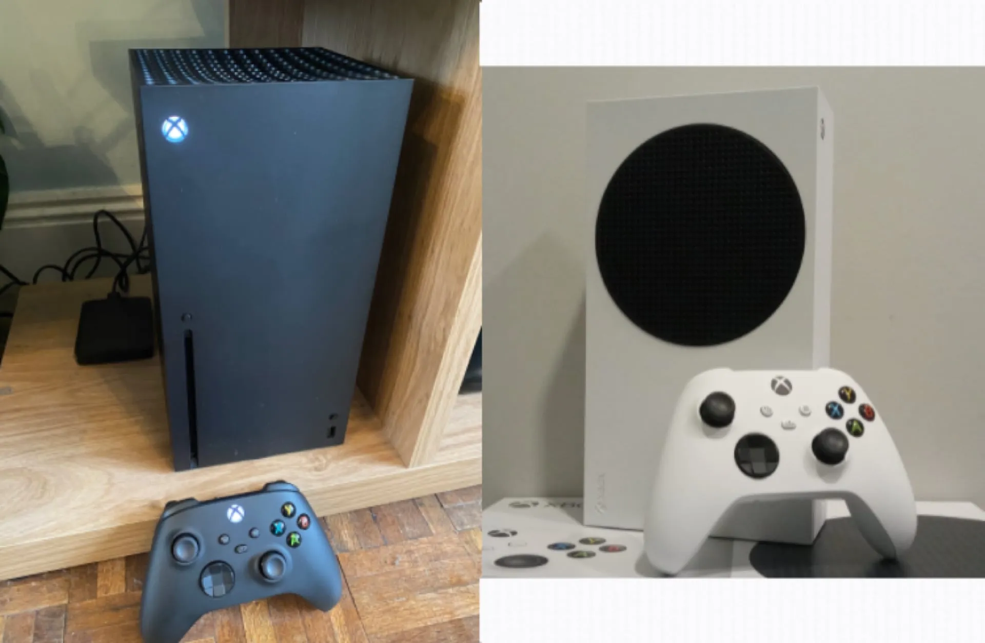 Xbox Series X and Series S consoles with controllers