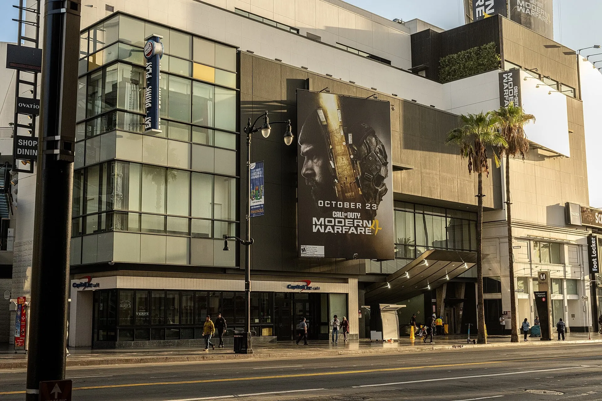 Large Call of Duty: Modern Warfare 4 billboard on the Dolby Theatre complex in Hollywood, September 2026
